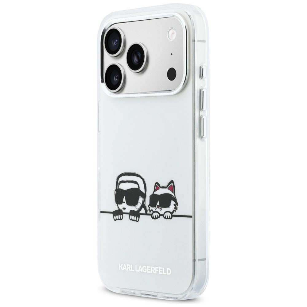 Karl Lagerfeld IML Karl &amp; Choupette Peekaboo logotipas MagSafe Dėklas, skirtas iPhone 17 Pro Max - baltas