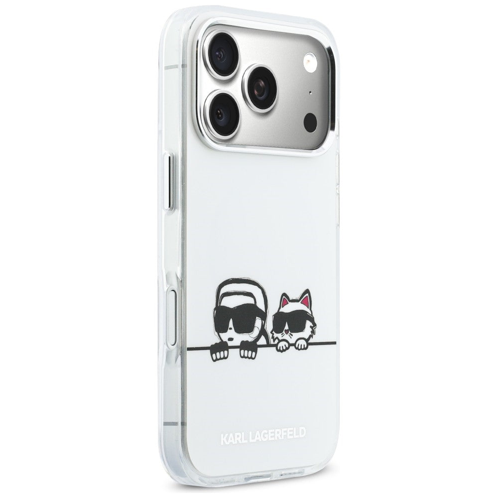 Karl Lagerfeld IML Karl &amp; Choupette Peekaboo logotipas MagSafe Dėklas, skirtas iPhone 17 Pro Max - baltas