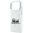 Karl Lagerfeld IML Karl &amp; Choupette Peekaboo logotipas MagSafe Dėklas, skirtas iPhone 17 Pro Max - baltas