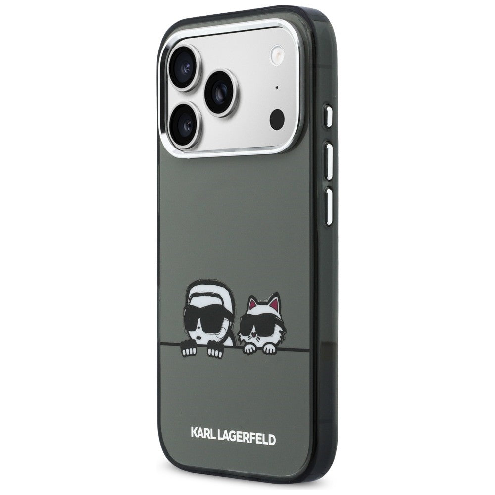 Karl Lagerfeld IML Karl &amp; Choupette Peekaboo logotipas MagSafe Dėklas, skirtas iPhone 17 Pro Max - juodas