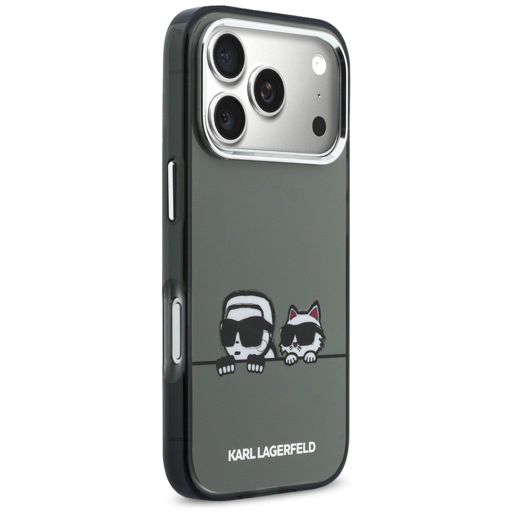 Karl Lagerfeld IML Karl &amp; Choupette Peekaboo logotipas MagSafe Dėklas, skirtas iPhone 17 Pro Max - juodas