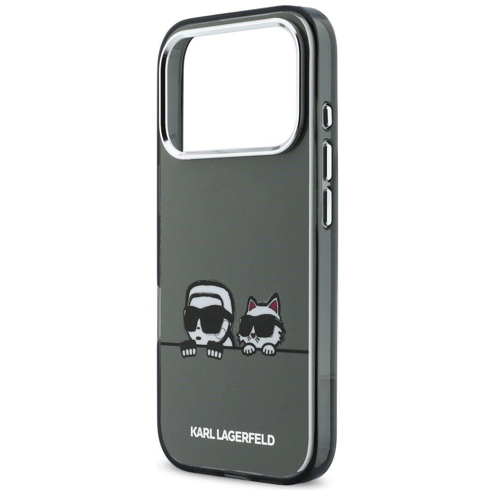 Karl Lagerfeld IML Karl &amp; Choupette Peekaboo logotipas MagSafe Dėklas, skirtas iPhone 17 Pro Max - juodas