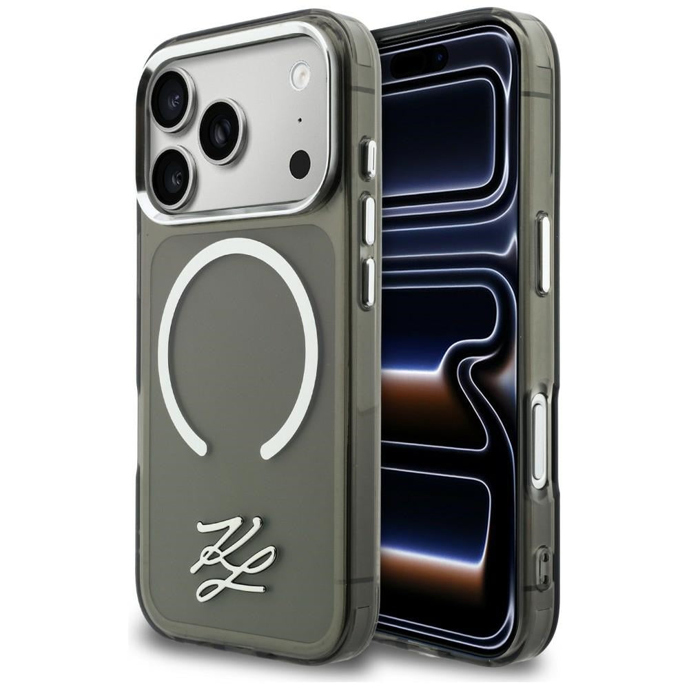 Karl Lagerfeld IML KL scenarijaus logotipas MagSafe Dėklas, skirtas iPhone 17 Pro Max – juodas
