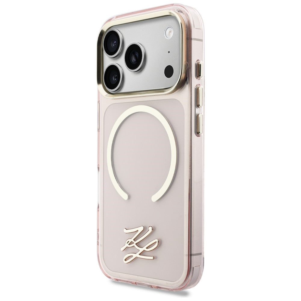 Karl Lagerfeld IML KL scenarijaus logotipas MagSafe Dėklas, skirtas iPhone 17 Pro Max – rožinis