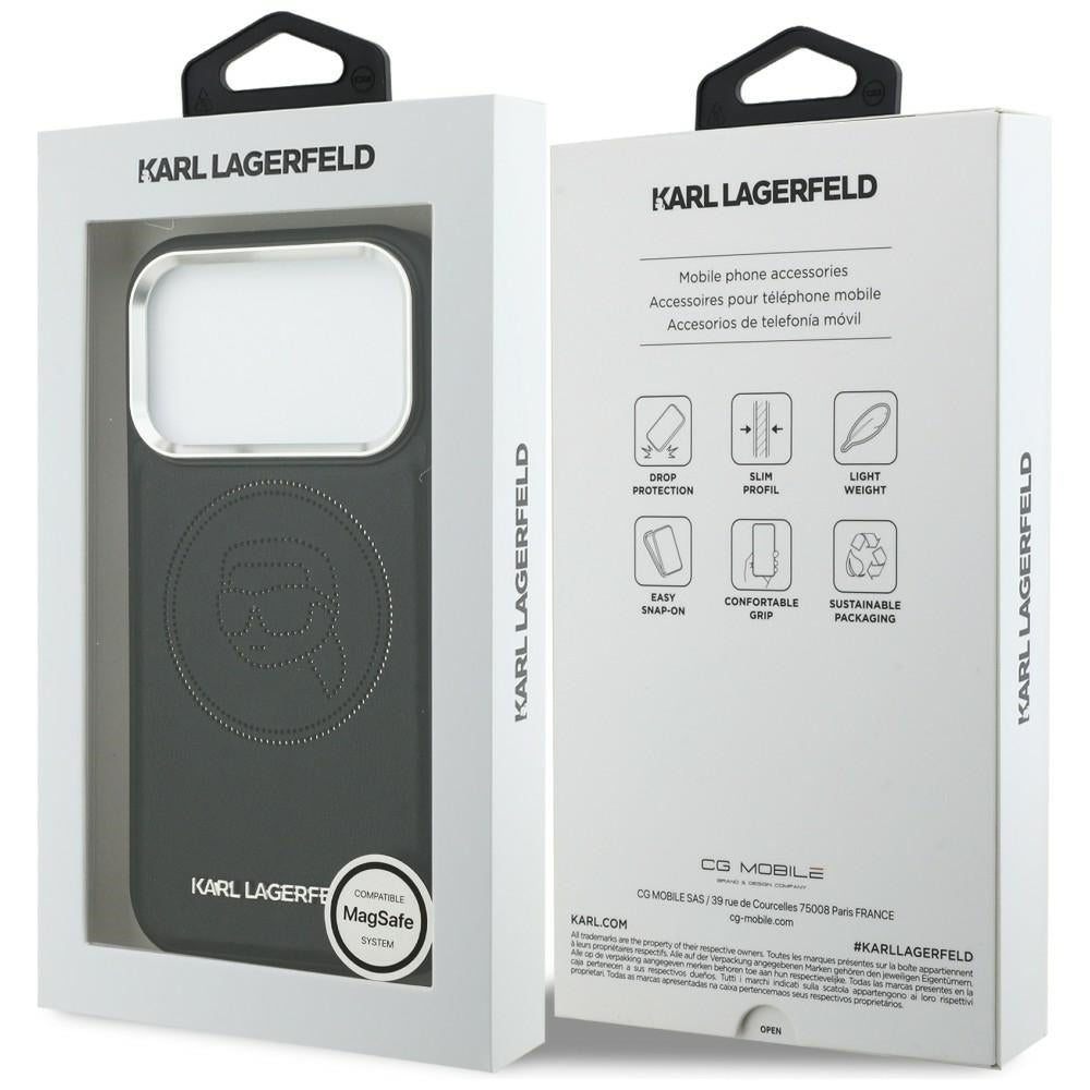 Karl Lagerfeld K Head Point logotipas MagSafe Dėklas, skirtas iPhone 17 Pro - juodas
