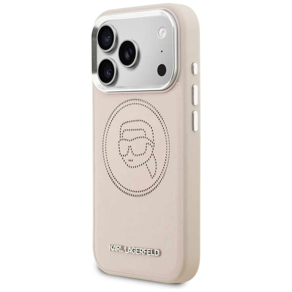 Karl Lagerfeld K Head Point logotipas MagSafe Dėklas, skirtas iPhone 17 Pro Max – rožinis