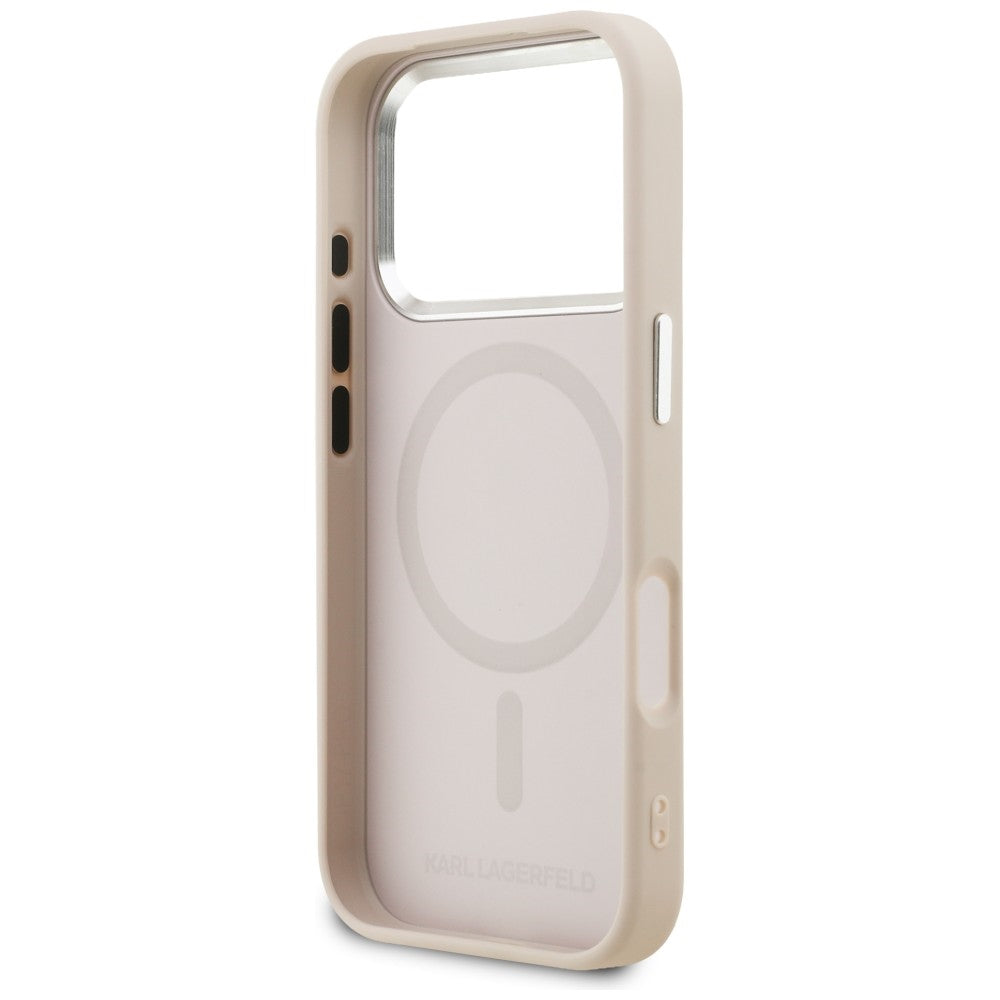 Karl Lagerfeld K Head Point logotipas MagSafe Dėklas, skirtas iPhone 17 Pro Max – rožinis