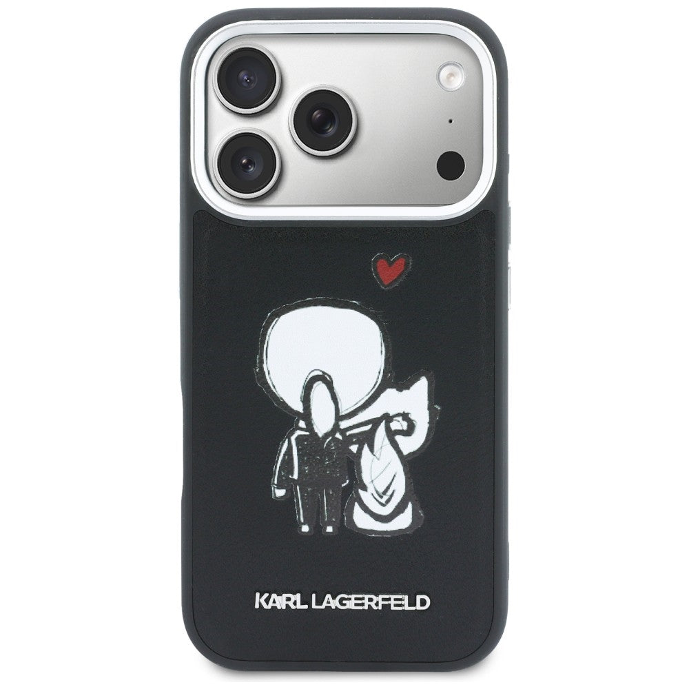Karl Lagerfeld "Karl &amp; Choupette" nugaros logotipas MagSafe Dėklas, skirtas iPhone 17 Pro Max - juodas