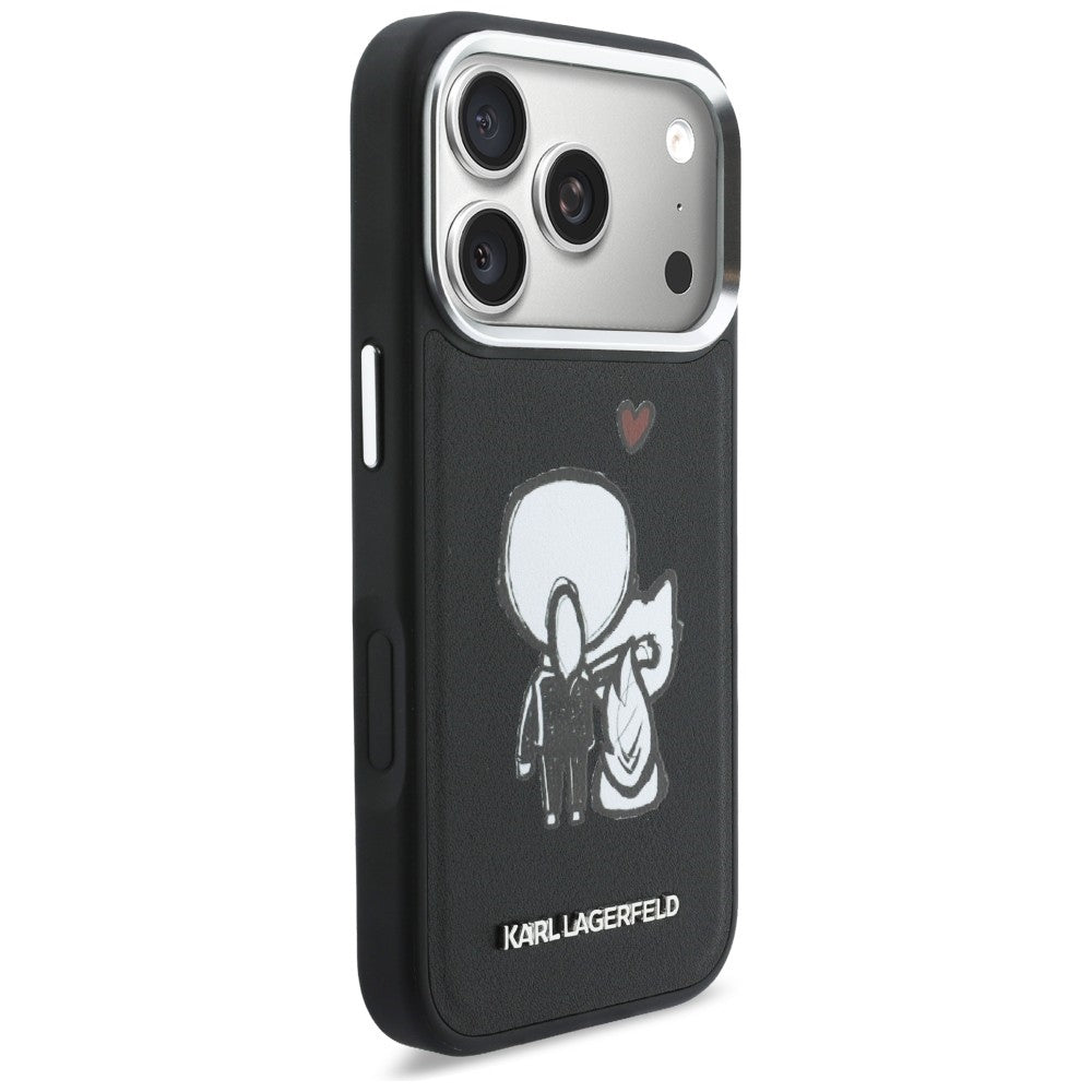 Karl Lagerfeld "Karl &amp; Choupette" nugaros logotipas MagSafe Dėklas, skirtas iPhone 17 Pro Max - juodas