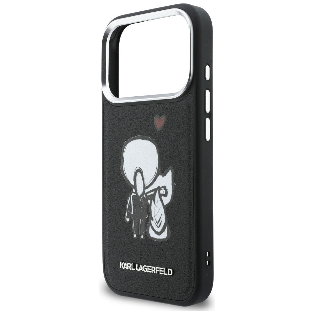 Karl Lagerfeld "Karl &amp; Choupette" nugaros logotipas MagSafe Dėklas, skirtas iPhone 17 Pro Max - juodas