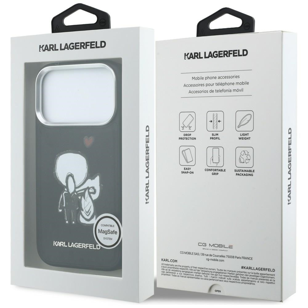 Karl Lagerfeld "Karl &amp; Choupette" nugaros logotipas MagSafe Dėklas, skirtas iPhone 17 Pro Max - juodas