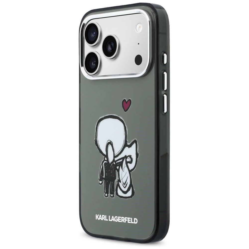 Karl Lagerfeld Karl &amp; Choupette Atgal MagSafe Dėklas, skirtas iPhone 17 Pro - juodas
