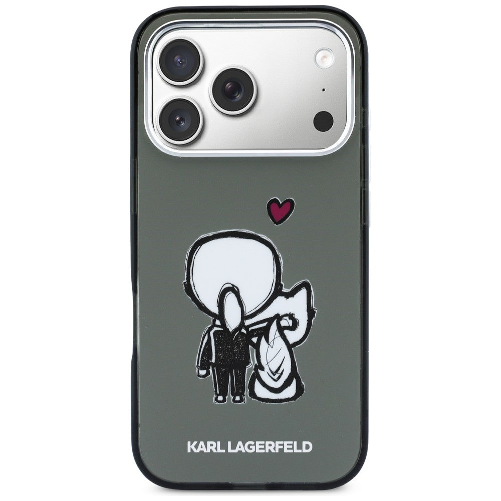 Karl Lagerfeld Karl &amp; Choupette Atgal MagSafe Dėklas, skirtas iPhone 17 Pro - juodas