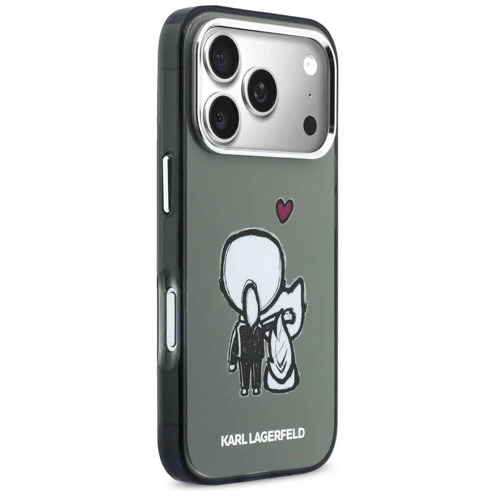 Karl Lagerfeld Karl &amp; Choupette Atgal MagSafe Dėklas, skirtas iPhone 17 Pro - juodas