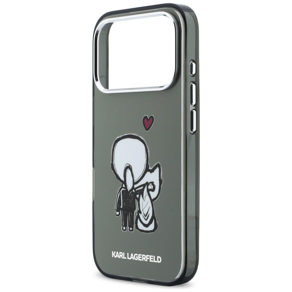 Karl Lagerfeld Karl &amp; Choupette Atgal MagSafe Dėklas, skirtas iPhone 17 Pro - juodas