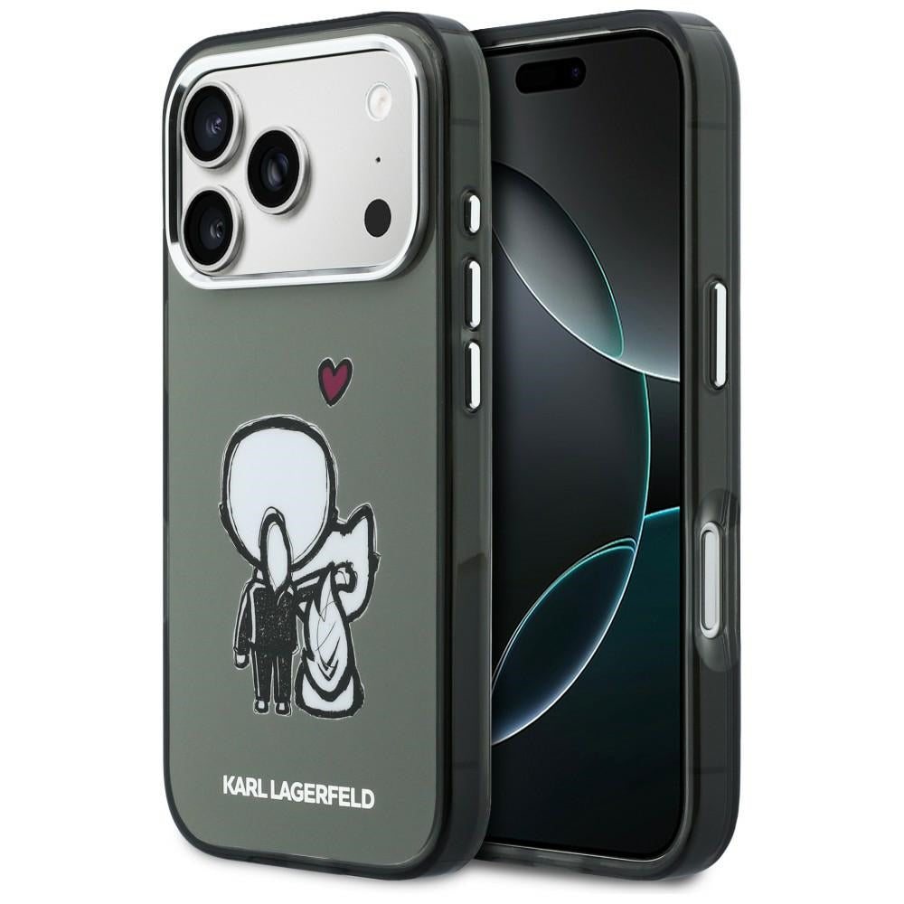 Karl Lagerfeld Karl &amp; Choupette Atgal MagSafe Dėklas, skirtas iPhone 17 Pro Max - juodas