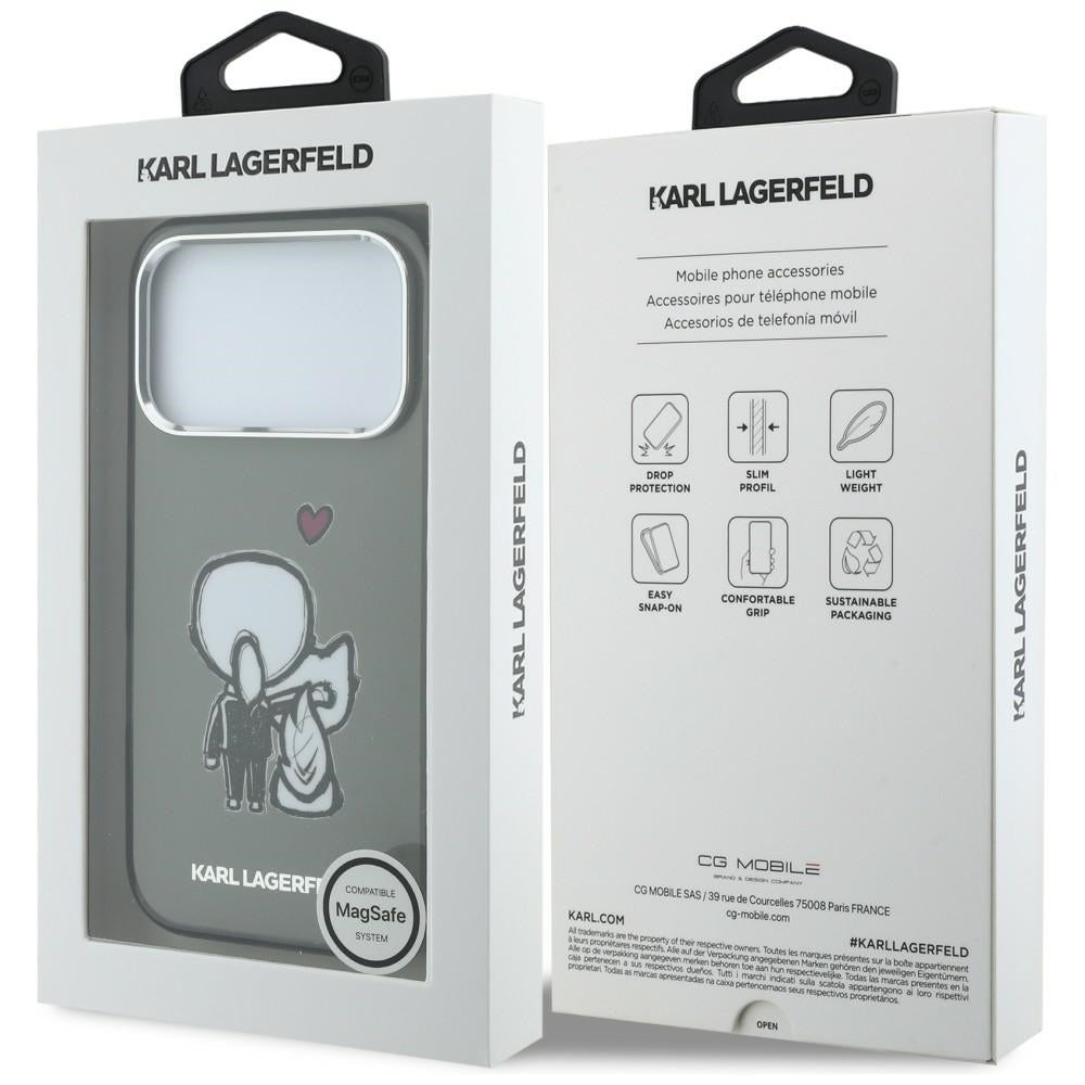 Karl Lagerfeld Karl &amp; Choupette Atgal MagSafe Dėklas, skirtas iPhone 17 Pro Max - juodas