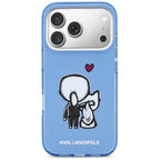 Karl Lagerfeld Karl &amp; Choupette Atgal MagSafe Dėklas, skirtas iPhone 17 Pro Max - mėlynas