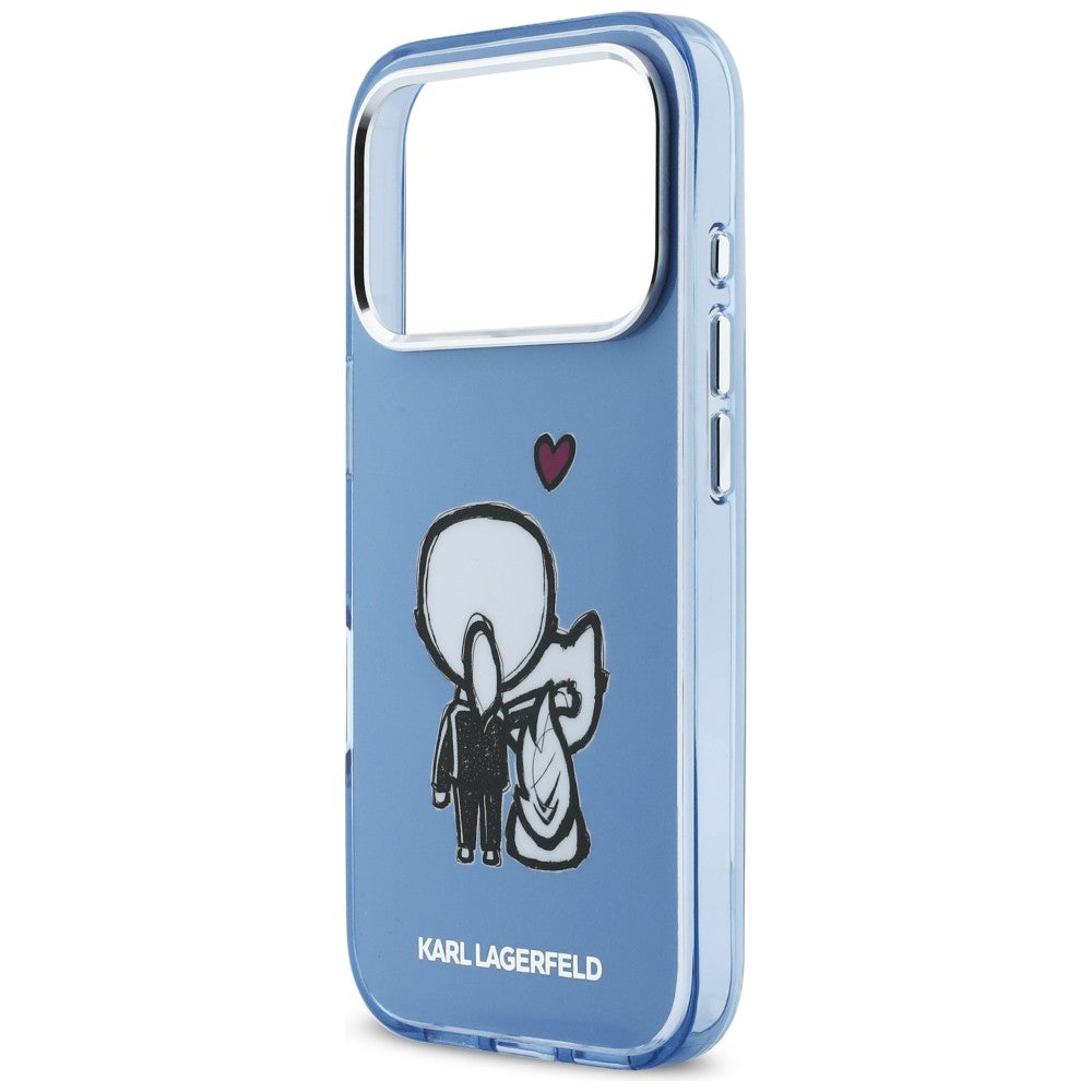 Karl Lagerfeld Karl &amp; Choupette Atgal MagSafe Dėklas, skirtas iPhone 17 Pro Max - mėlynas