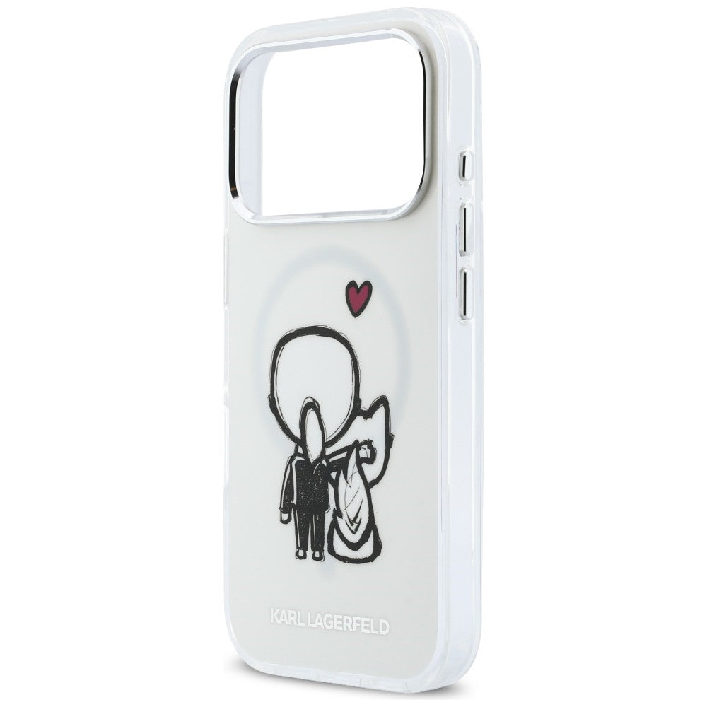 Karl Lagerfeld Karl &amp; Choupette Atgal MagSafe Dėklas, skirtas iPhone 17 Pro Max - Skaidrus