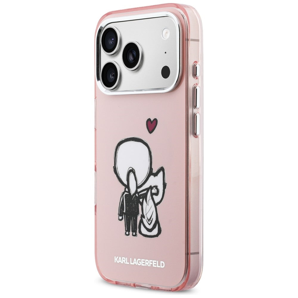 Karl Lagerfeld Karl &amp; Choupette Atgal MagSafe Dėklas, skirtas iPhone 17 Pro Max - rožinis