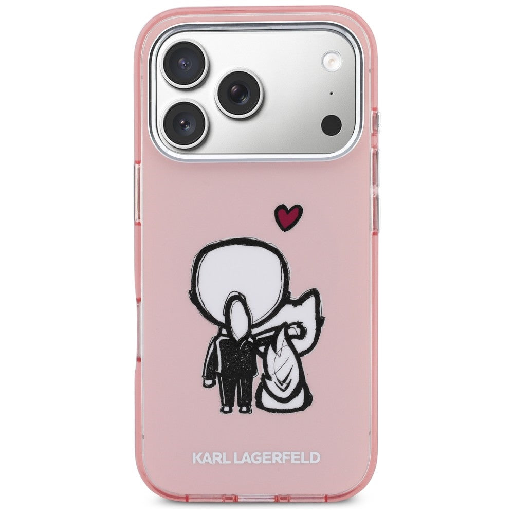 Karl Lagerfeld Karl &amp; Choupette Atgal MagSafe Dėklas, skirtas iPhone 17 Pro Max - rožinis