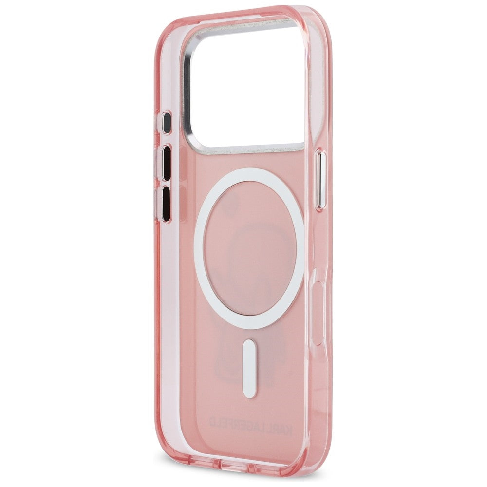 Karl Lagerfeld Karl &amp; Choupette Atgal MagSafe Dėklas, skirtas iPhone 17 Pro Max - rožinis