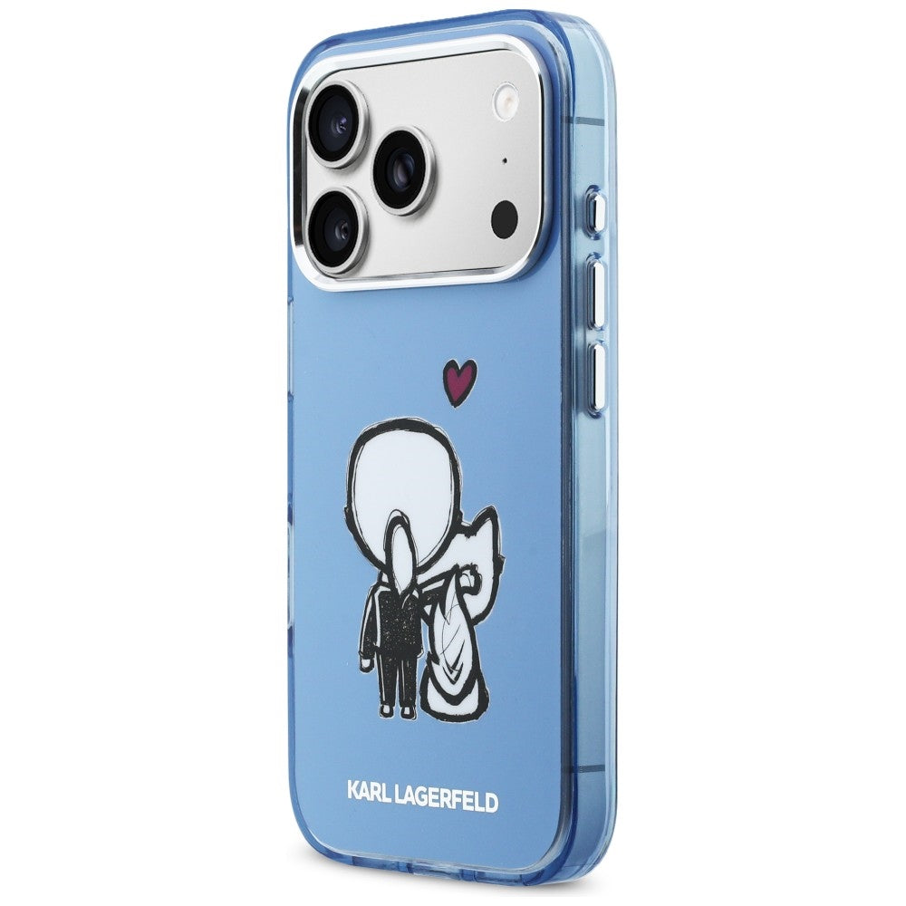 Karl Lagerfeld Karl &amp; Choupette Atgal MagSafe Dėklas, skirtas iPhone 17 Pro - mėlynas