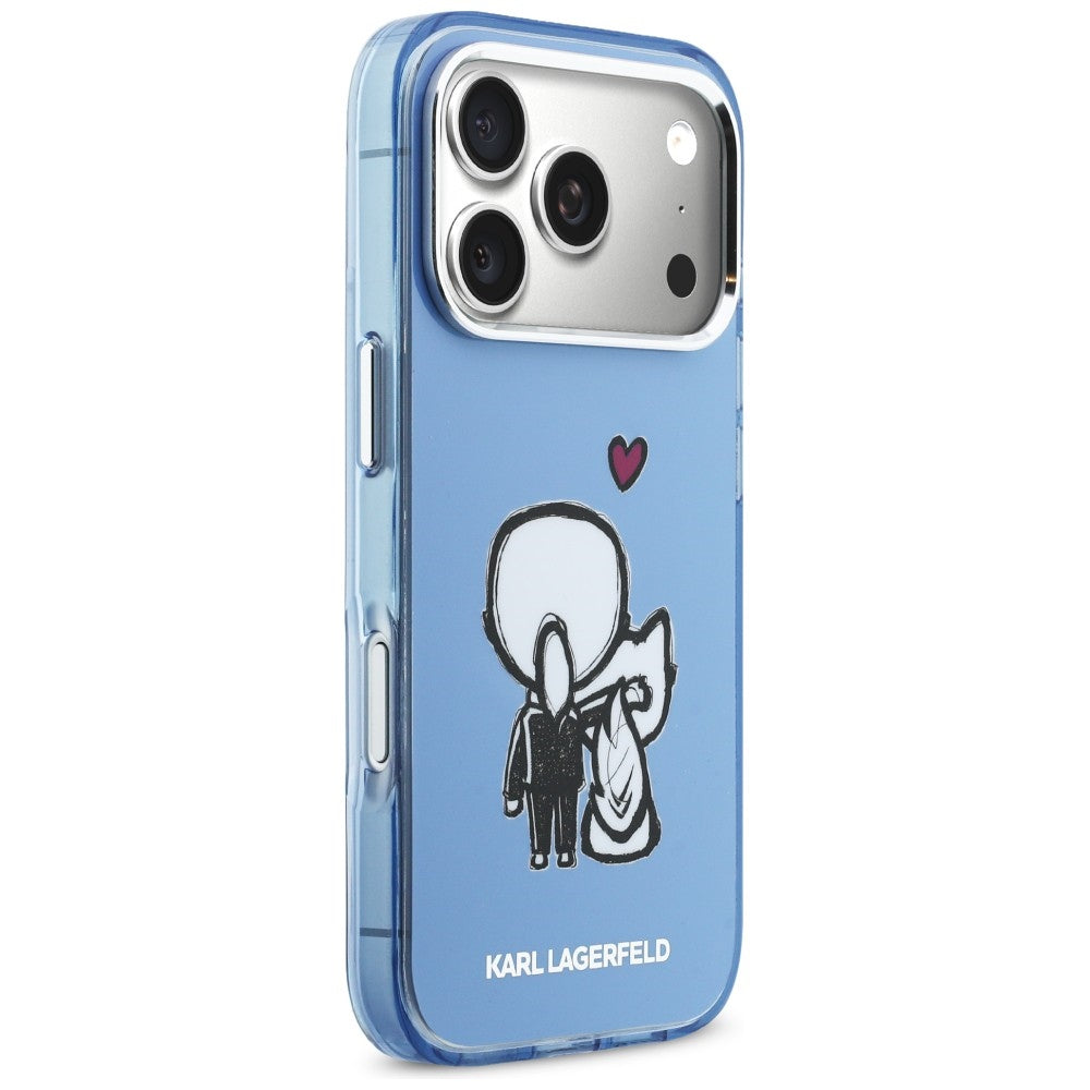 Karl Lagerfeld Karl &amp; Choupette Atgal MagSafe Dėklas, skirtas iPhone 17 Pro - mėlynas