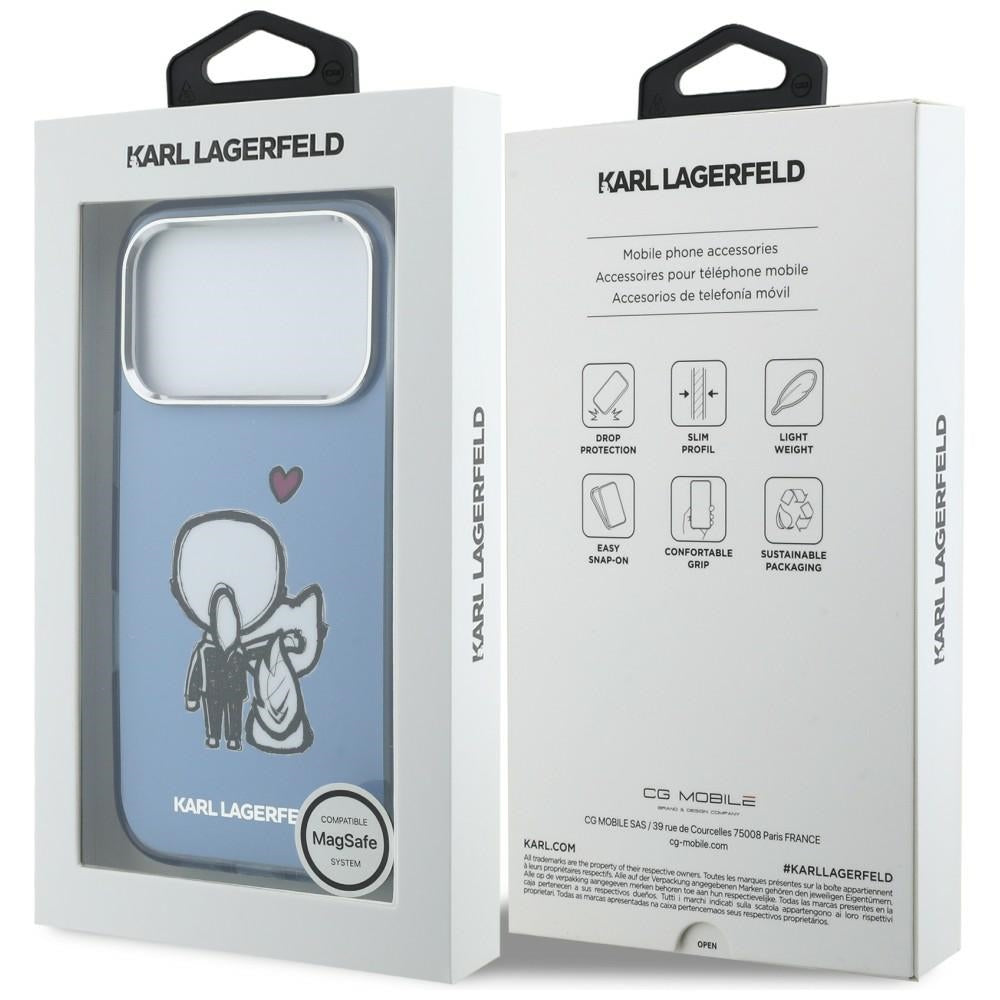 Karl Lagerfeld Karl &amp; Choupette Atgal MagSafe Dėklas, skirtas iPhone 17 Pro - mėlynas