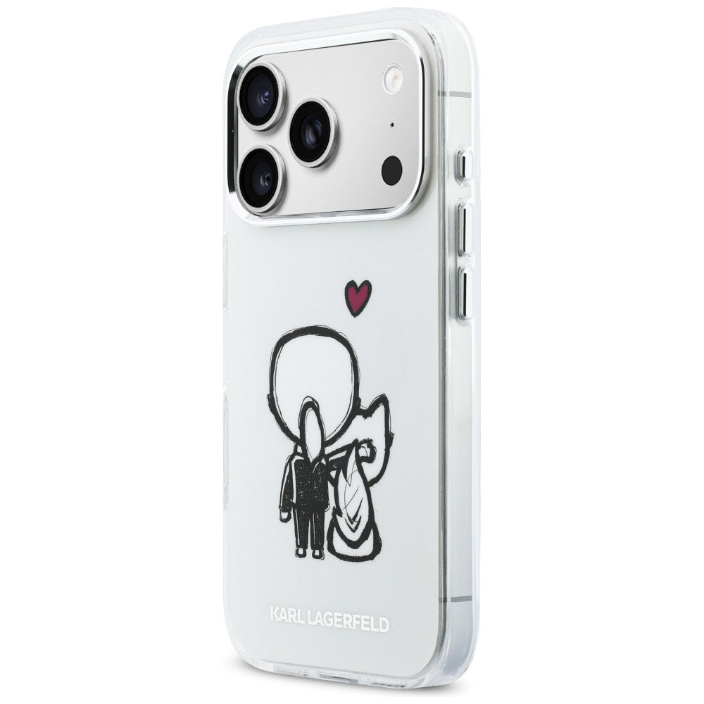 Karl Lagerfeld Karl &amp; Choupette Atgal MagSafe Dėklas, skirtas iPhone 17 Pro - Skaidrus