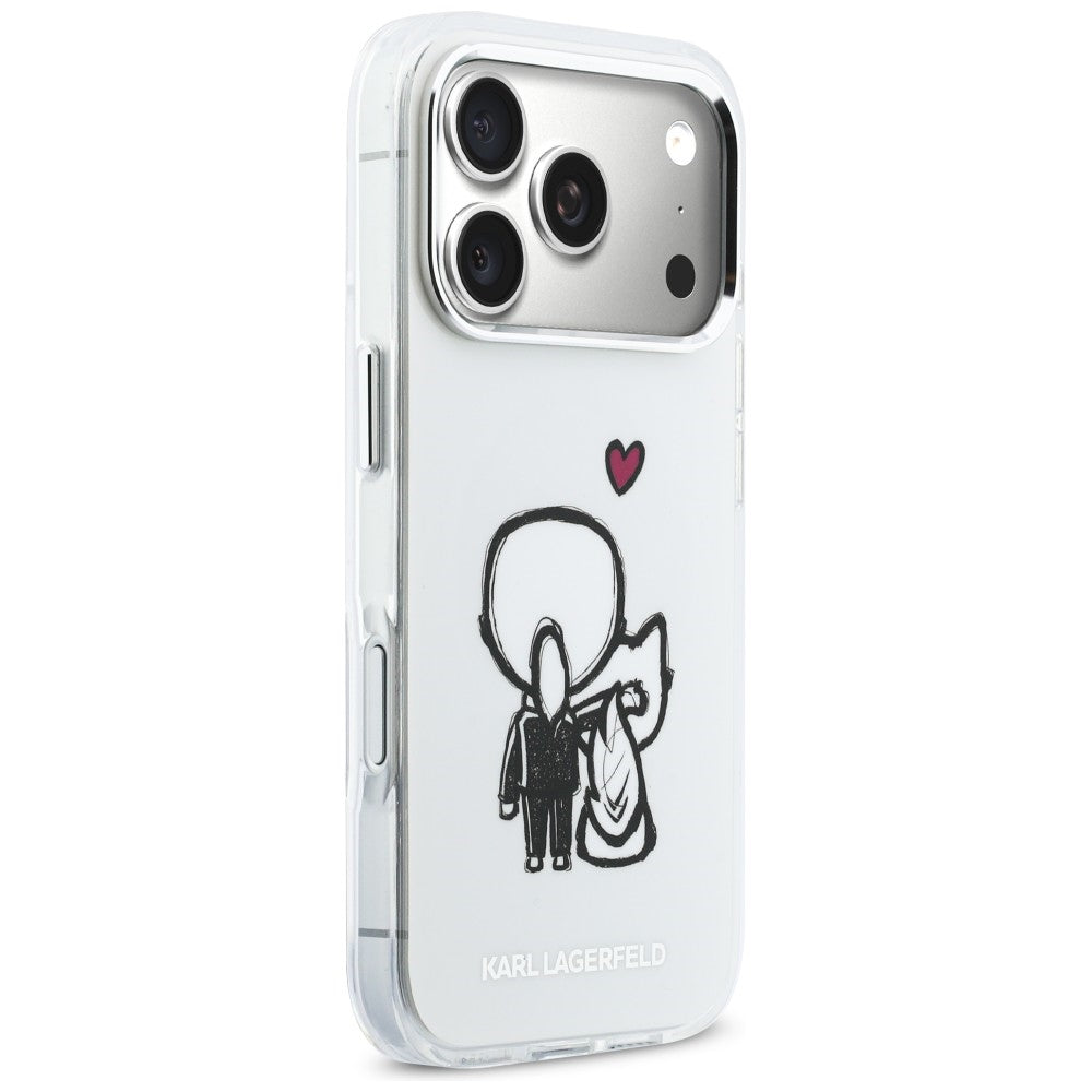 Karl Lagerfeld Karl &amp; Choupette Atgal MagSafe Dėklas, skirtas iPhone 17 Pro - Skaidrus