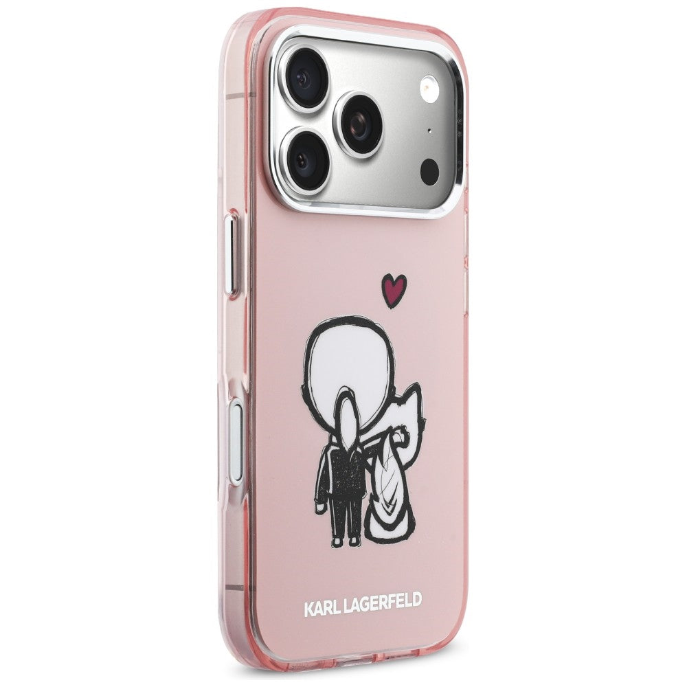 Karl Lagerfeld Karl &amp; Choupette Atgal MagSafe Dėklas, skirtas iPhone 17 Pro - rožinis