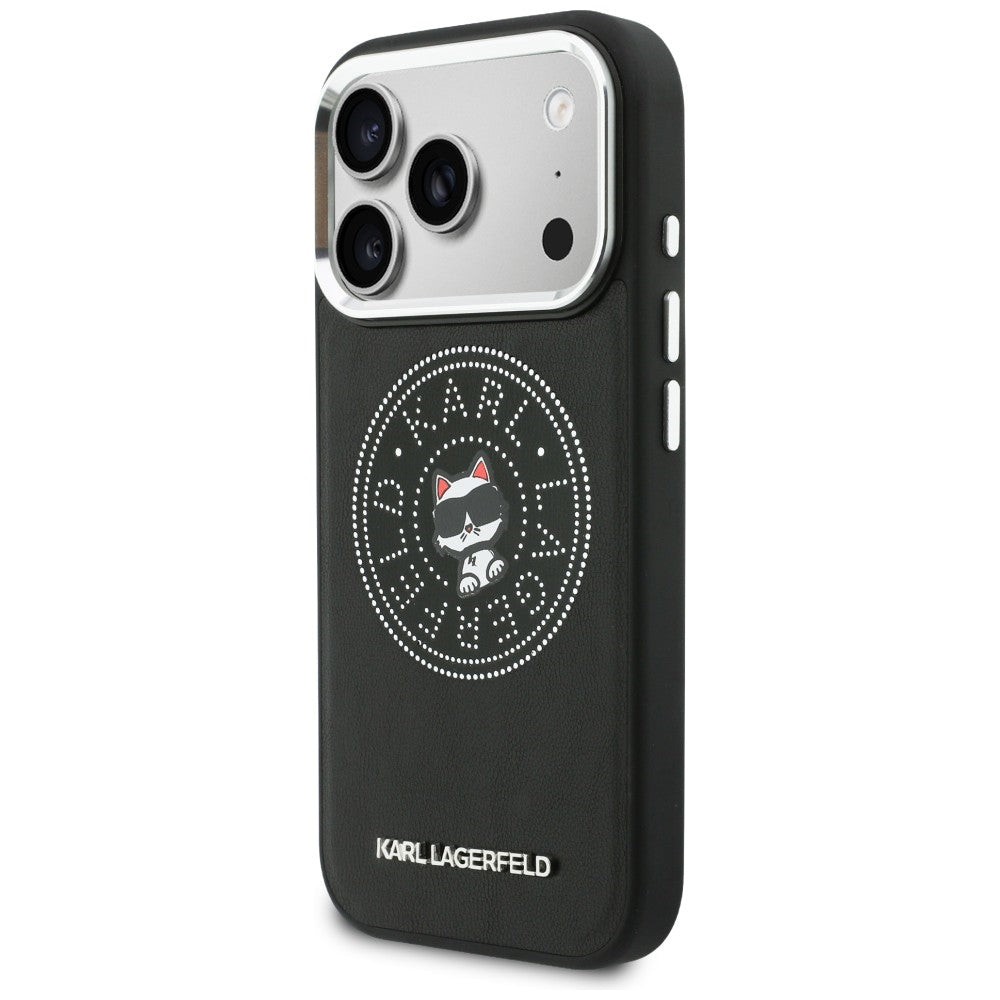 Karl Lagerfeld Point &amp; Choupette Sketch MagSafe Dėklas, skirtas iPhone 17 Pro - juodas