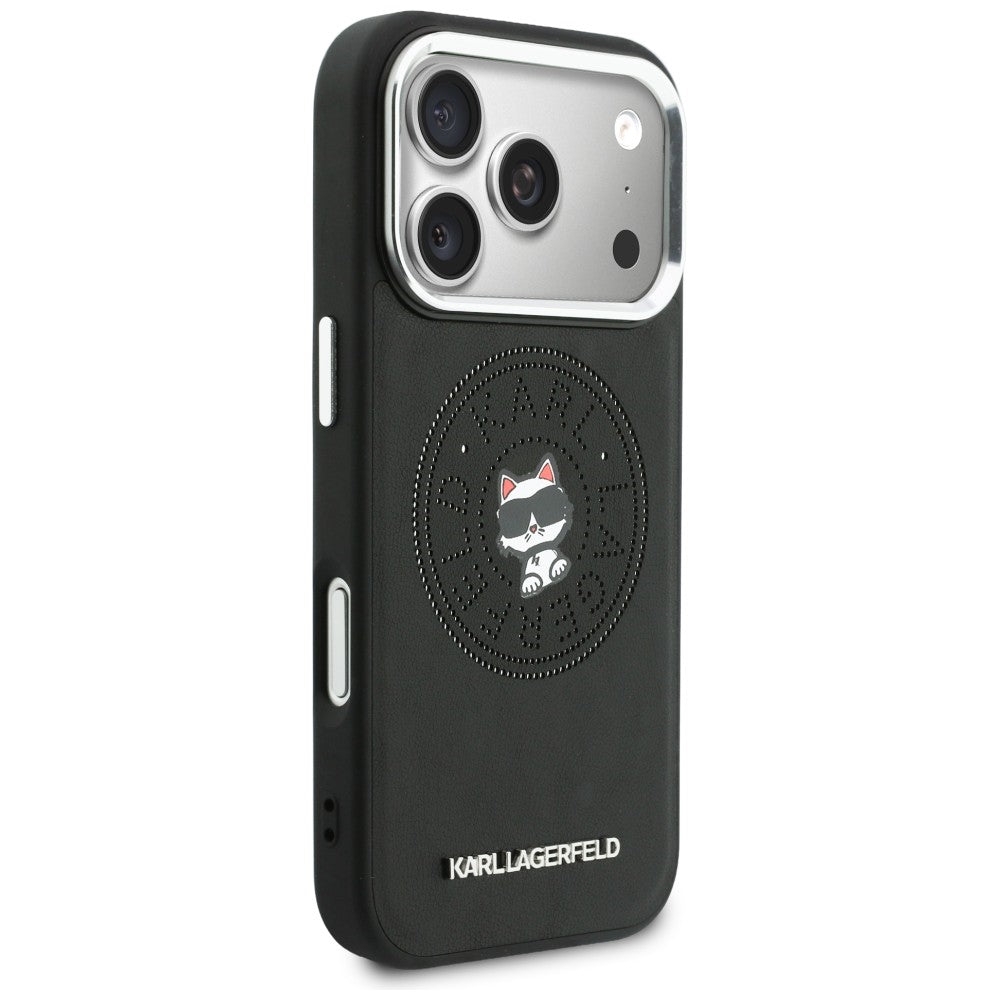 Karl Lagerfeld Point &amp; Choupette Sketch MagSafe Dėklas, skirtas iPhone 17 Pro - juodas