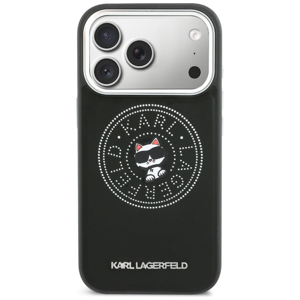 Karl Lagerfeld Point &amp; Choupette Sketch MagSafe Dėklas, skirtas iPhone 17 Pro Max - juodas