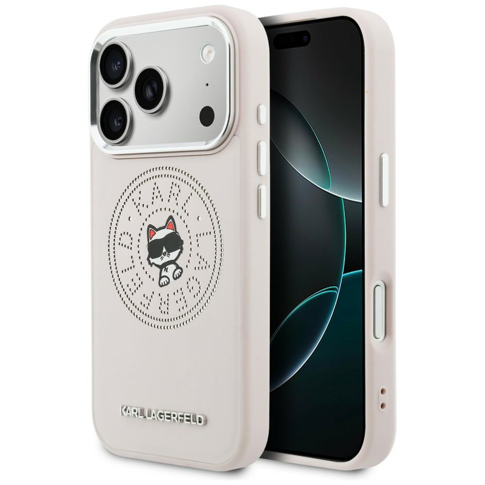 Karl Lagerfeld Point &amp; Choupette Sketch MagSafe Dėklas, skirtas iPhone 17 Pro Max - Rožinė
