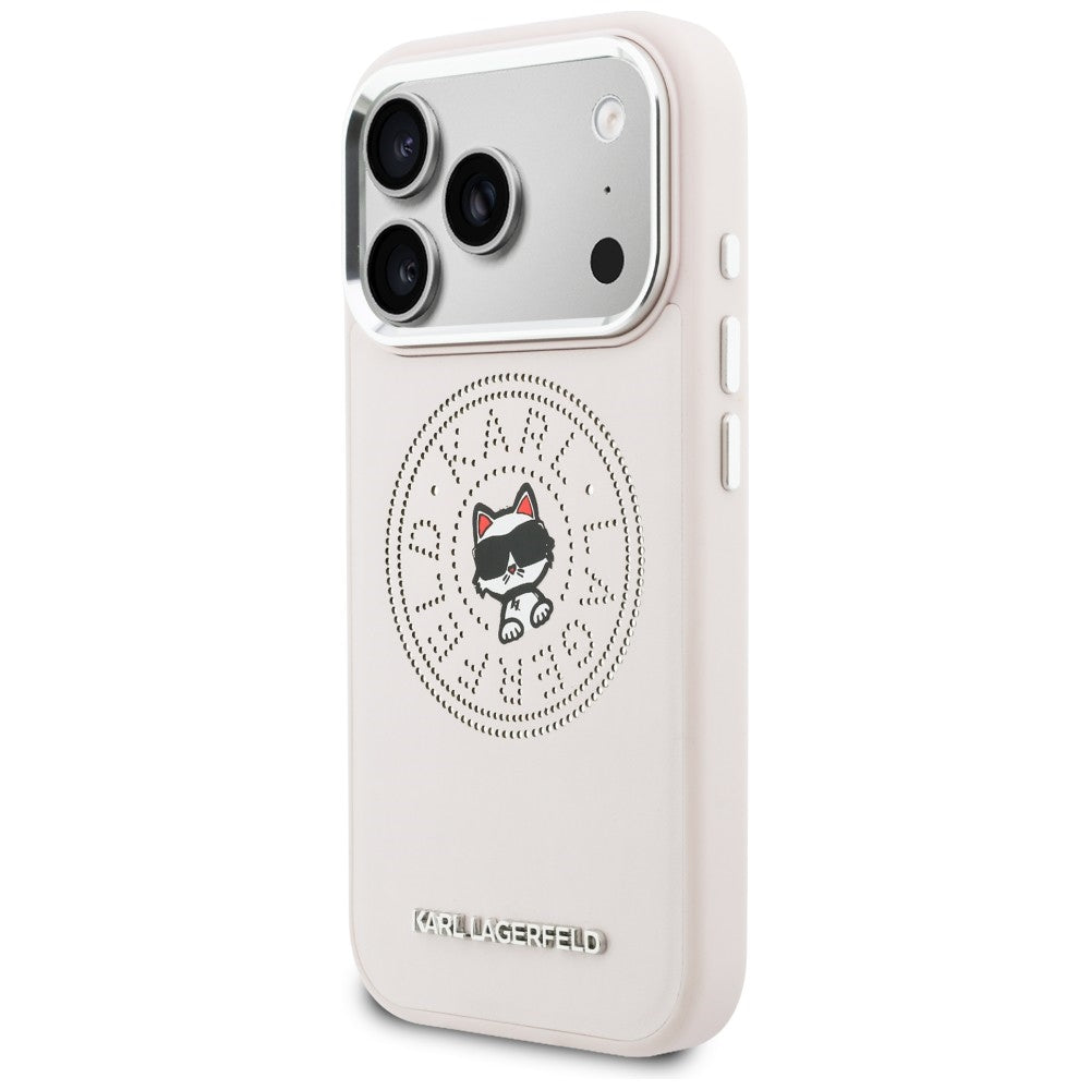 Karl Lagerfeld Point &amp; Choupette Sketch MagSafe Dėklas, skirtas iPhone 17 Pro Max - Rožinė