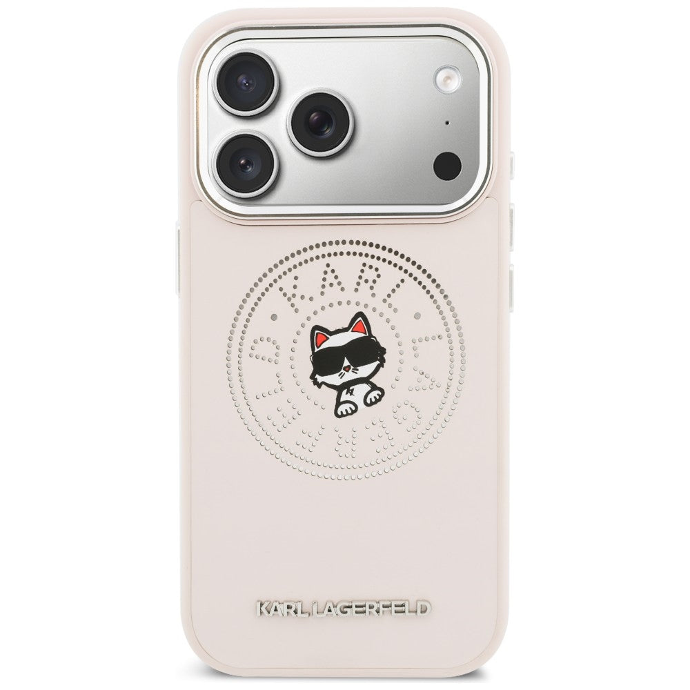 Karl Lagerfeld Point &amp; Choupette Sketch MagSafe Dėklas, skirtas iPhone 17 Pro Max - Rožinė