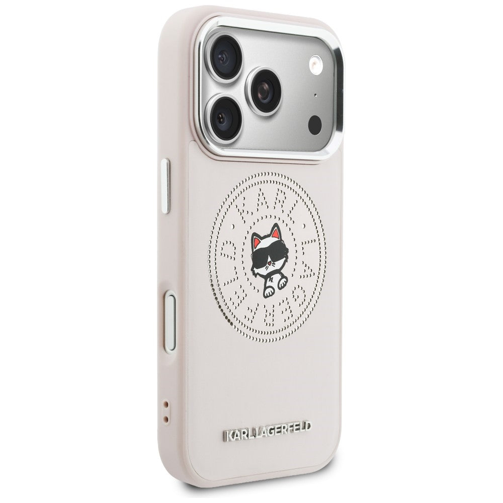 Karl Lagerfeld Point &amp; Choupette Sketch MagSafe Dėklas, skirtas iPhone 17 Pro - Rožinė