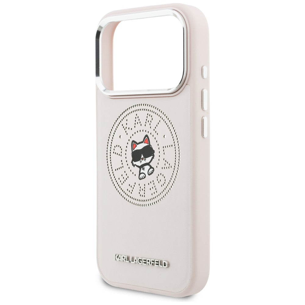 Karl Lagerfeld Point &amp; Choupette Sketch MagSafe Dėklas, skirtas iPhone 17 Pro - Rožinė
