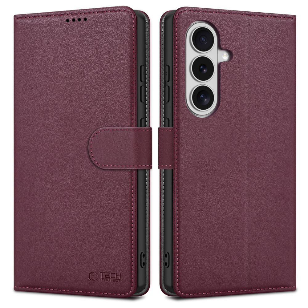 Tech-Protect Piniginės dėklas, skirtas Samsung Galaxy S26 – Burgundija -- Samsung Galaxy S26