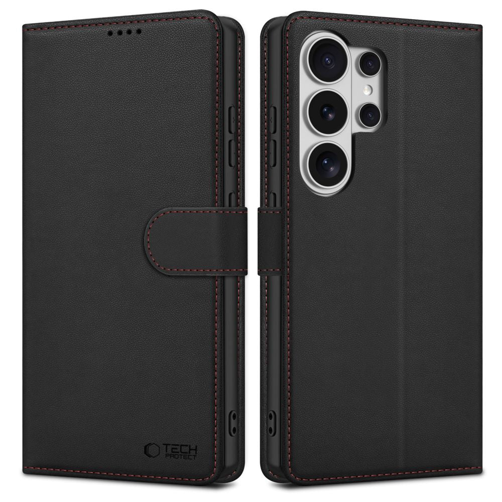 Tech-Protect Piniginės dėklas, skirtas Samsung Galaxy S26 Ultra – juoda ir raudona -- Samsung Galaxy S26 Ultra