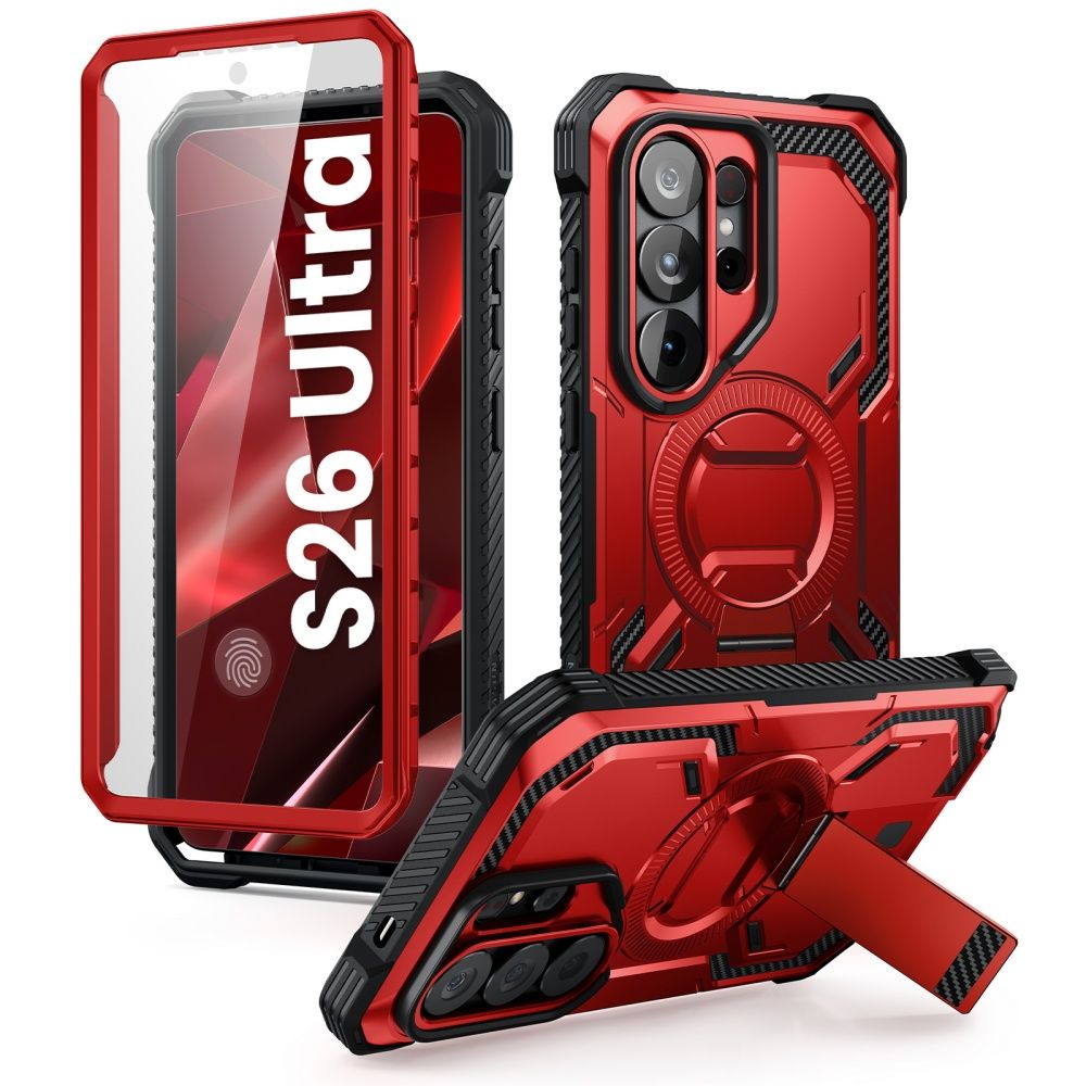 Supcase ArmorBox Mag MagSafe Dėklas, skirtas Samsung Galaxy S26 Ultra - raudona ir juoda