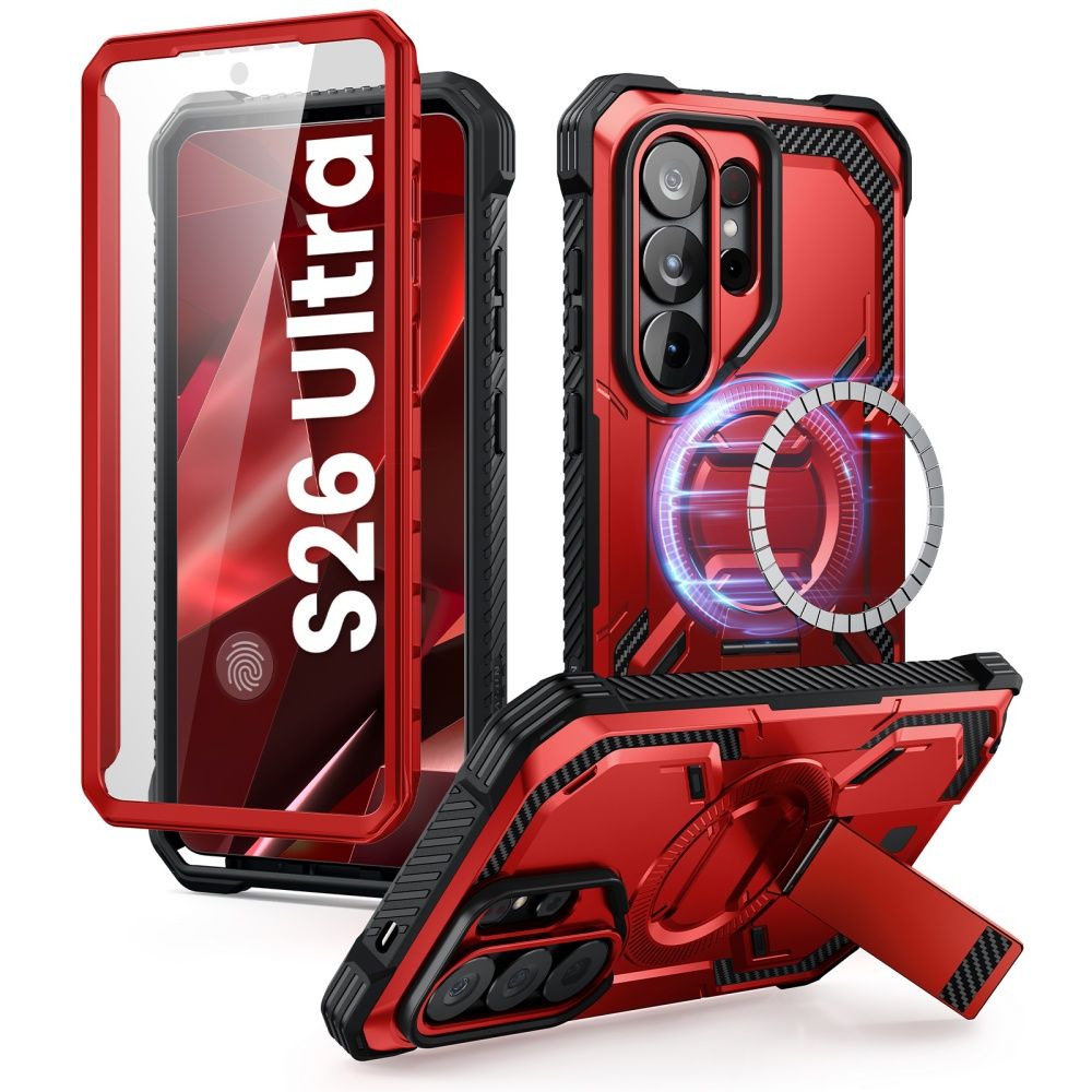 Supcase ArmorBox Mag MagSafe Dėklas, skirtas Samsung Galaxy S26 Ultra - raudona ir juoda
