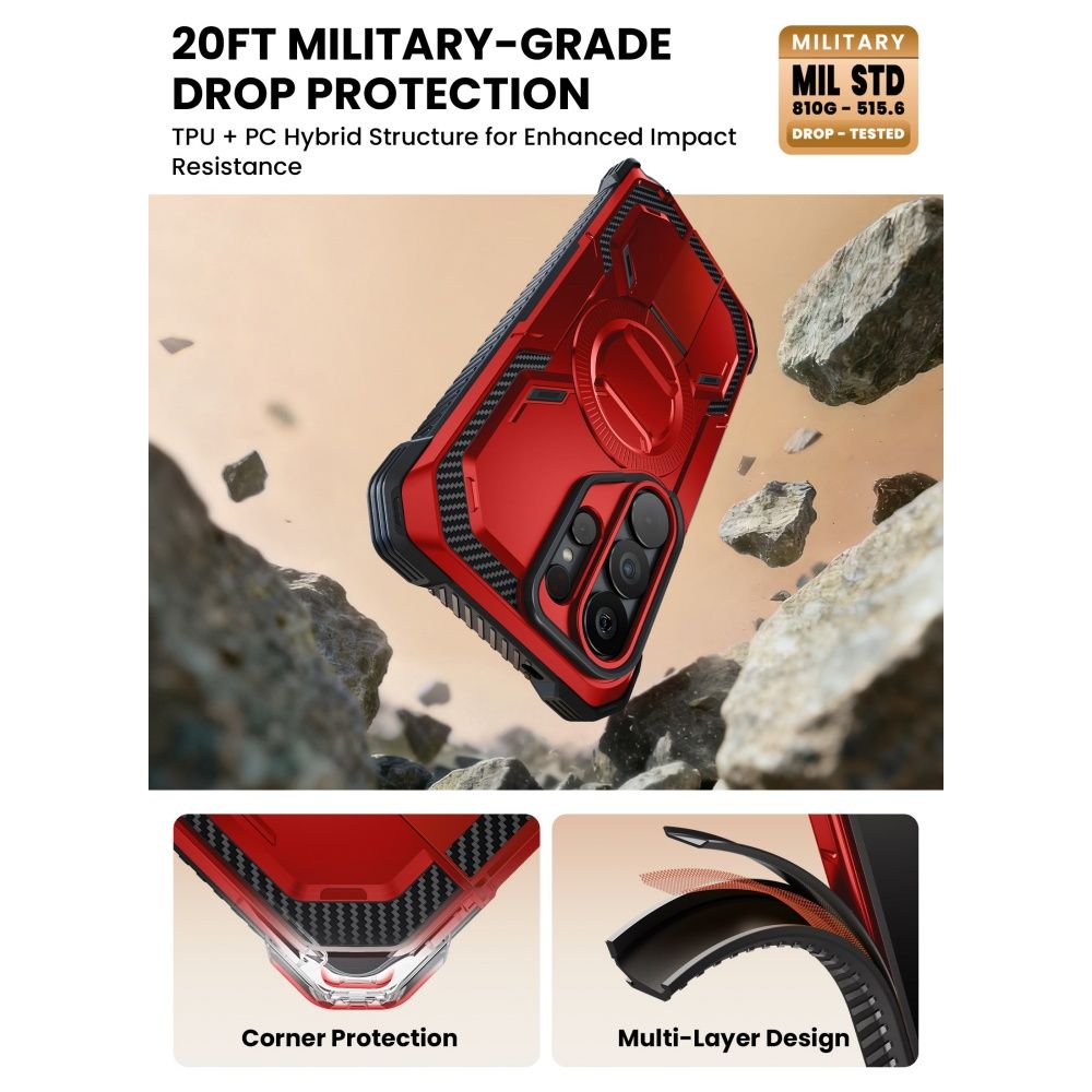 Supcase ArmorBox Mag MagSafe Dėklas, skirtas Samsung Galaxy S26 Ultra - raudona ir juoda
