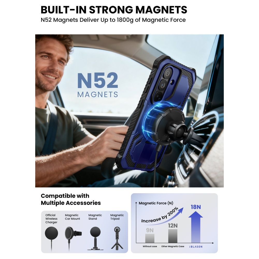 Supcase ArmorBox Mag MagSafe Dėklas, skirtas Samsung Galaxy S26 - tamsiai mėlyna ir juoda