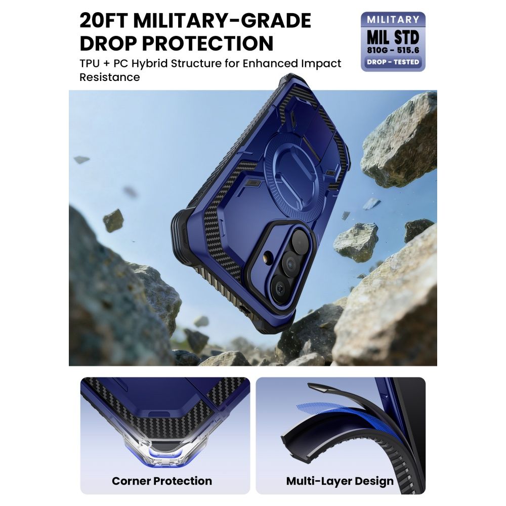 Supcase ArmorBox Mag MagSafe Dėklas, skirtas Samsung Galaxy S26 - tamsiai mėlyna ir juoda