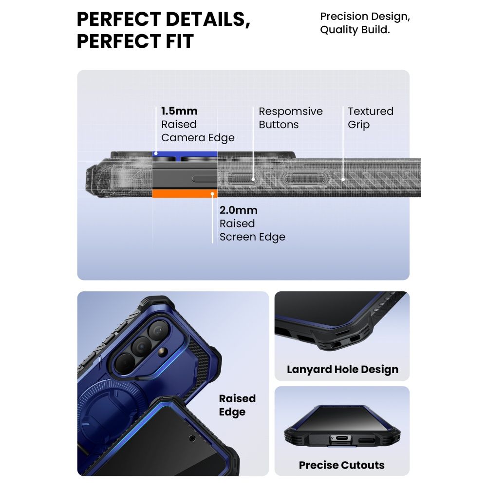Supcase ArmorBox Mag MagSafe Dėklas, skirtas Samsung Galaxy S26 - tamsiai mėlyna ir juoda
