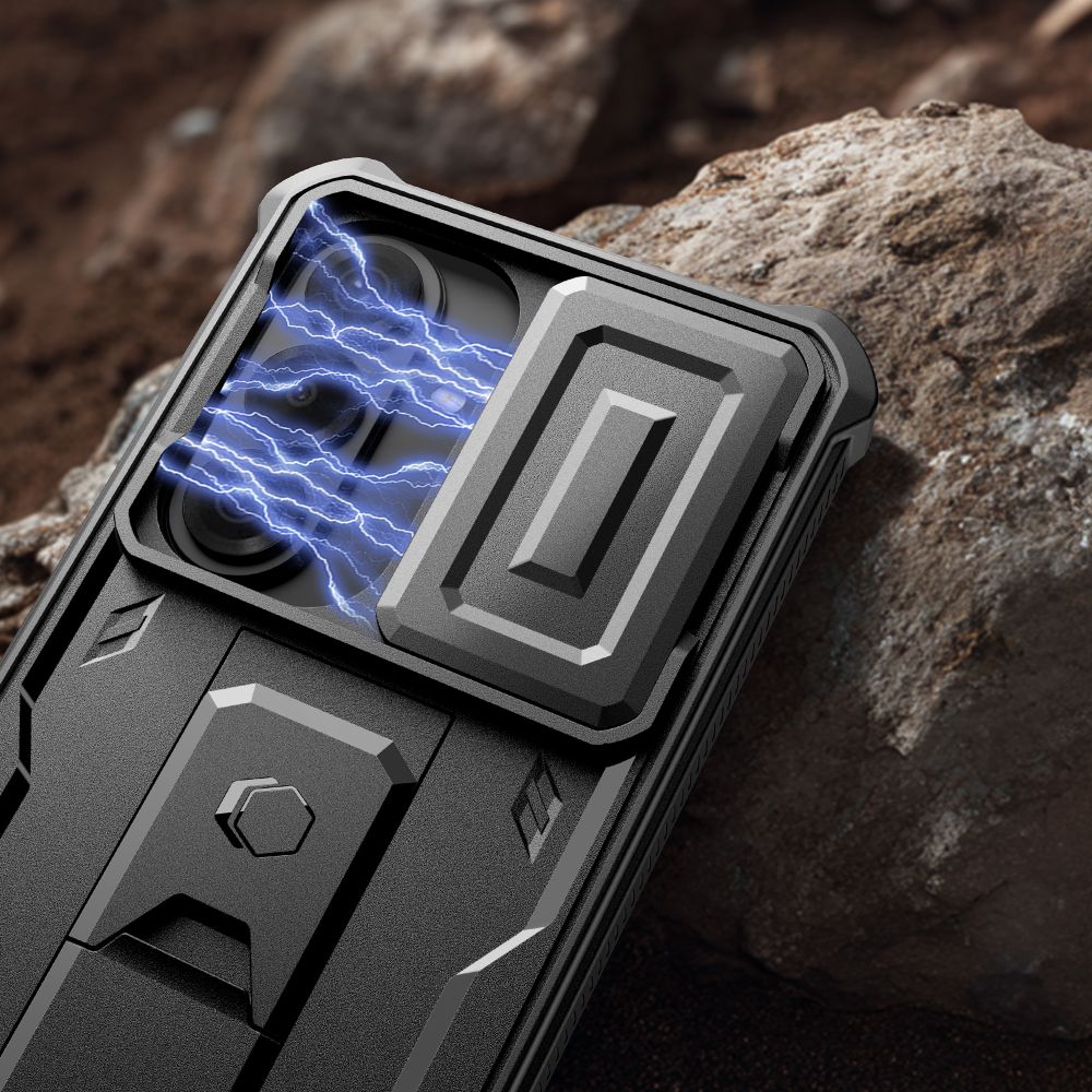 Tech-Protect Kevlar Cam+ dėklas, skirtas Samsung Galaxy S26 - juodas -- Samsung Galaxy S26